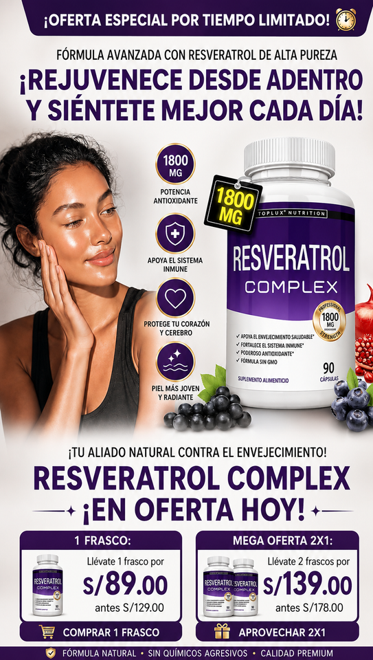 RESVERATROL COMPLEX ✨ REJUVENECE DESDE ADENTRO Y SIÉNTETE MEJOR CADA DÍA