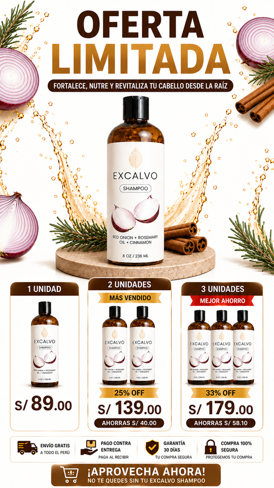 🚿 EXCALVO SHAMPOO — FORTALECE, NUTRE Y REVITALIZA TU CABELLO DESDE LA RAÍZ 💥