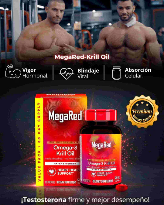 MegaRed Omega 3s® – Impulsa tu testosterona y energía natural con Aceite de Krill de alta pureza.