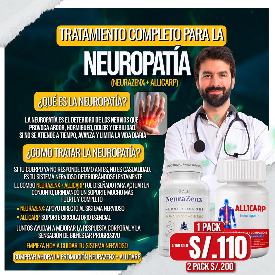 SUPER PROMO ALLICARP + NEURAZENX PRO⭐⭐⭐⭐⭐Apoya a la salud de los nervios