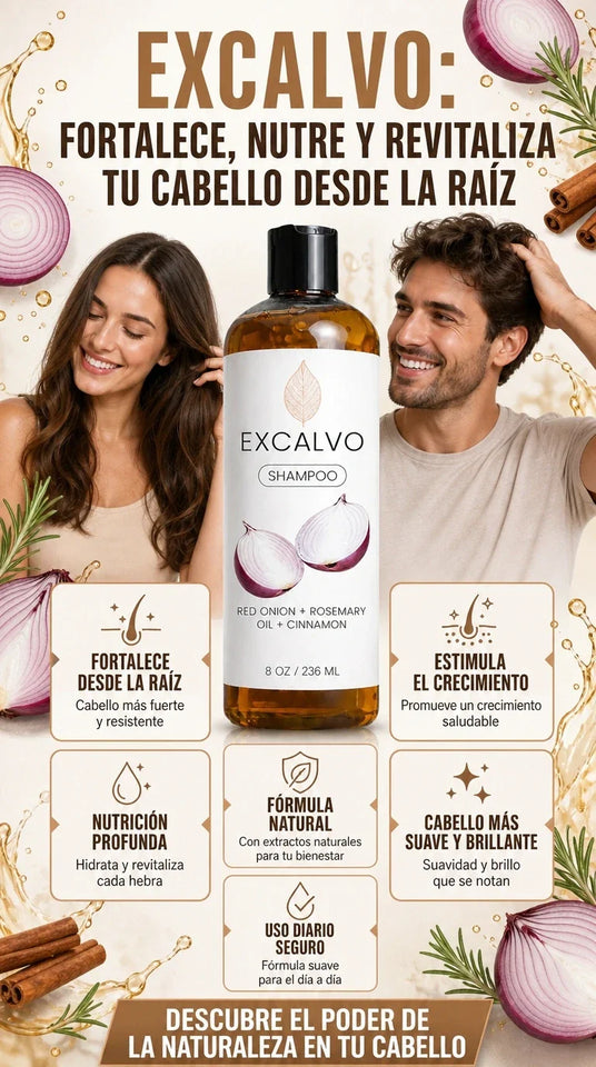 🚿 EXCALVO SHAMPOO — FORTALECE, NUTRE Y REVITALIZA TU CABELLO DESDE LA RAÍZ 💥